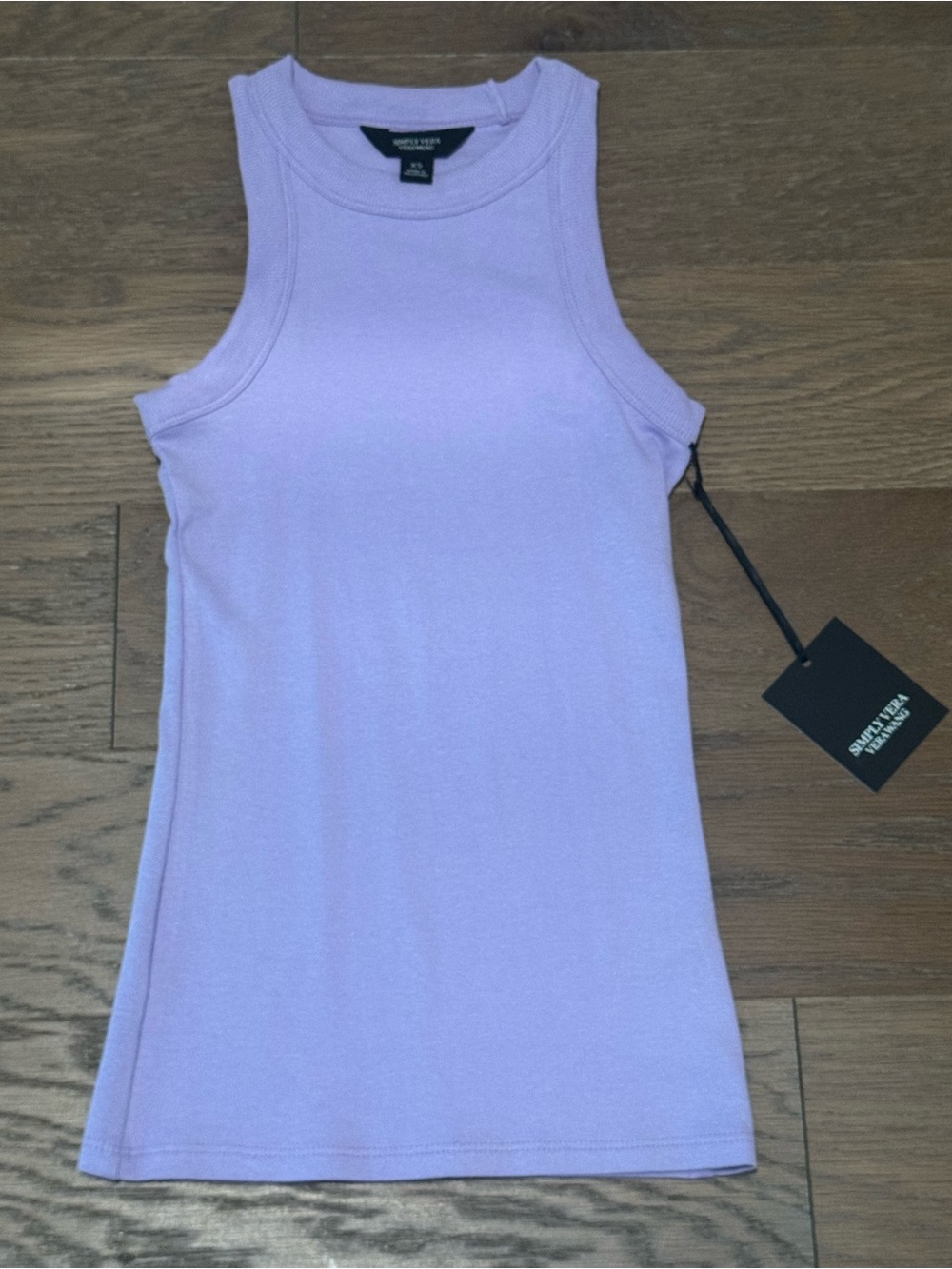 Simply Vera Vera Wang Essential Tank Megan Purple Ribbed Crewneck NWT